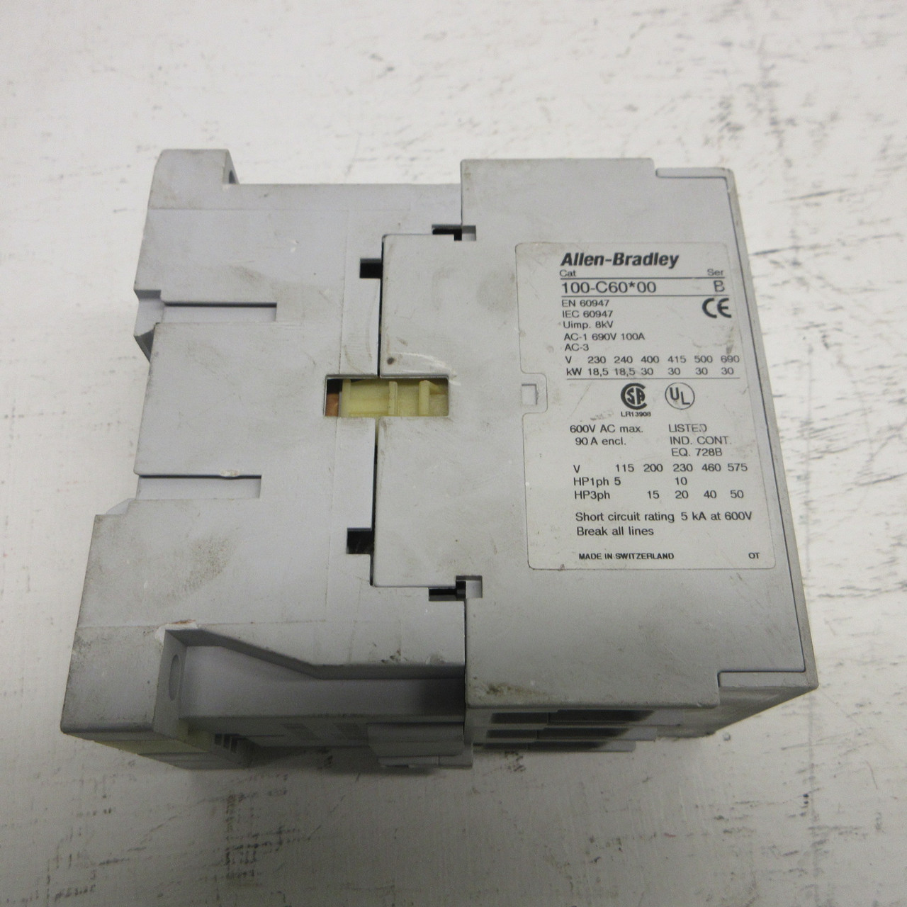 Allen Bradley 100-C60*00 Ser B Motor Contactor 120V Coil C60 90A 600VAC 100C6000 (AH1058-2)