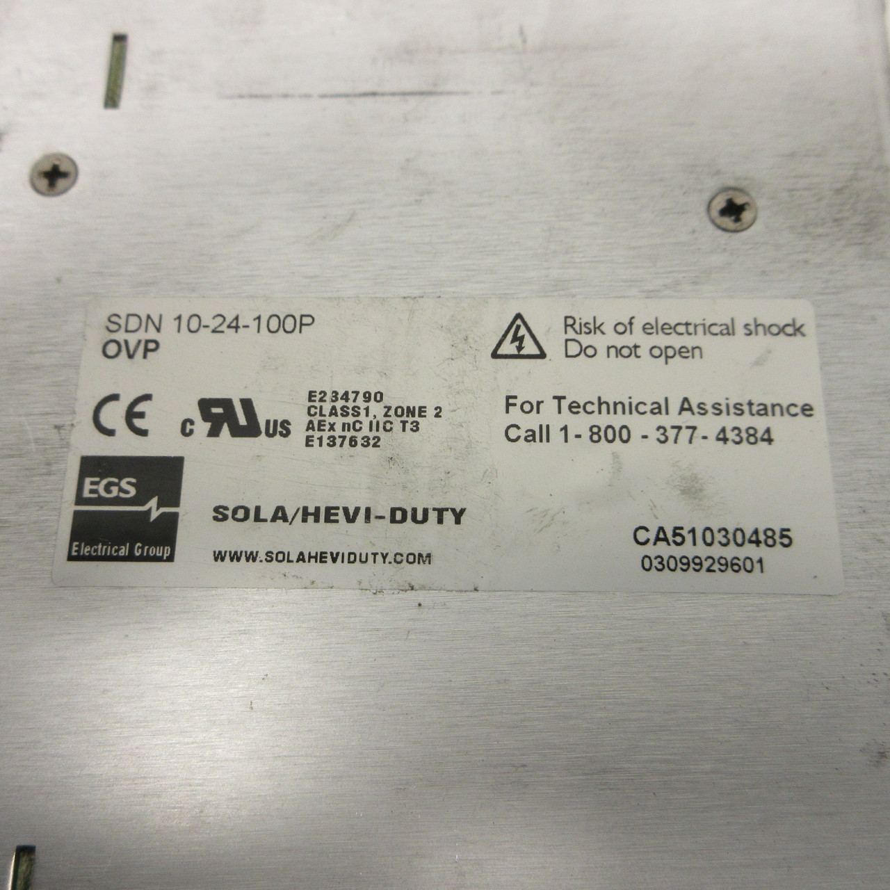 Sola Automation SDN 10-24-100P OVP Power Supply 115/230VAC 5.0/2.0A 50/60HZ SOLA (AH1066-5)