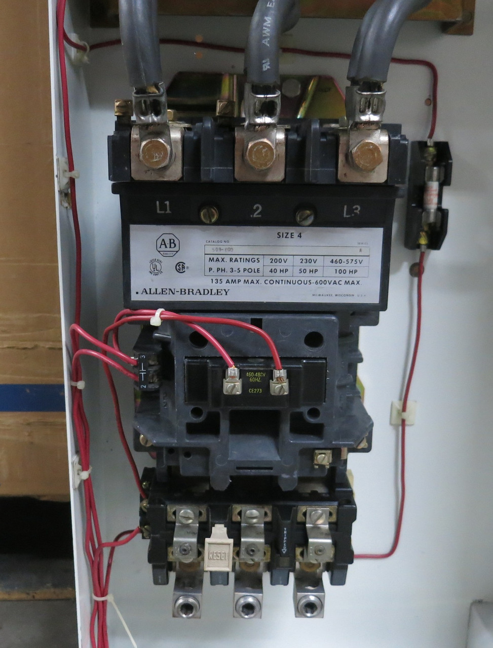 Allen Bradley 2100 Centerline Size 4 Starter 200A Fusible 46" MCC Bucket 200 Amp (BJ1088-1)