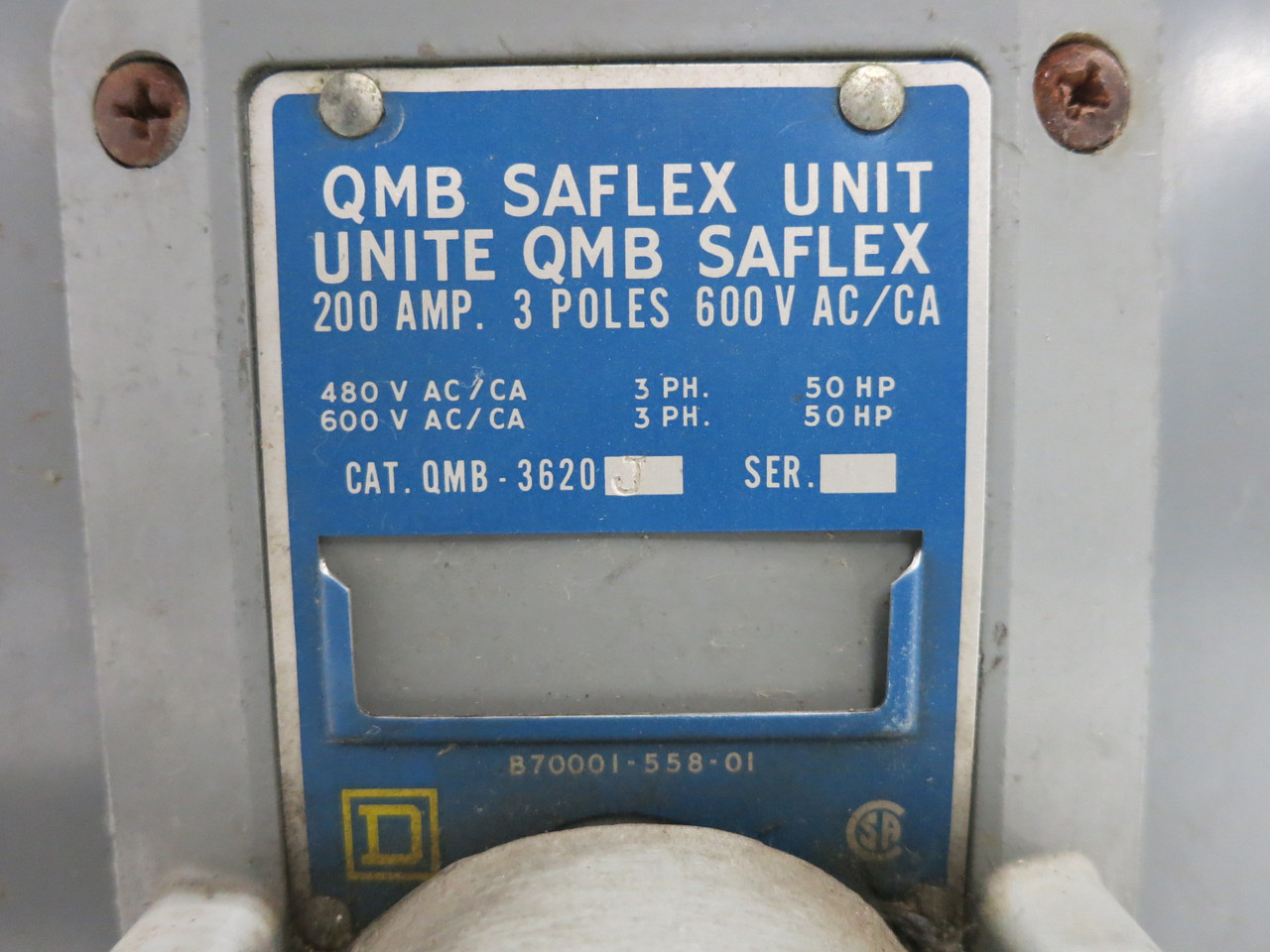 Square D QMB-3620-J 200A 600V QMB Saflex Panel Board Switch Unit 200 Amp QMB3620 (DW8019-1)