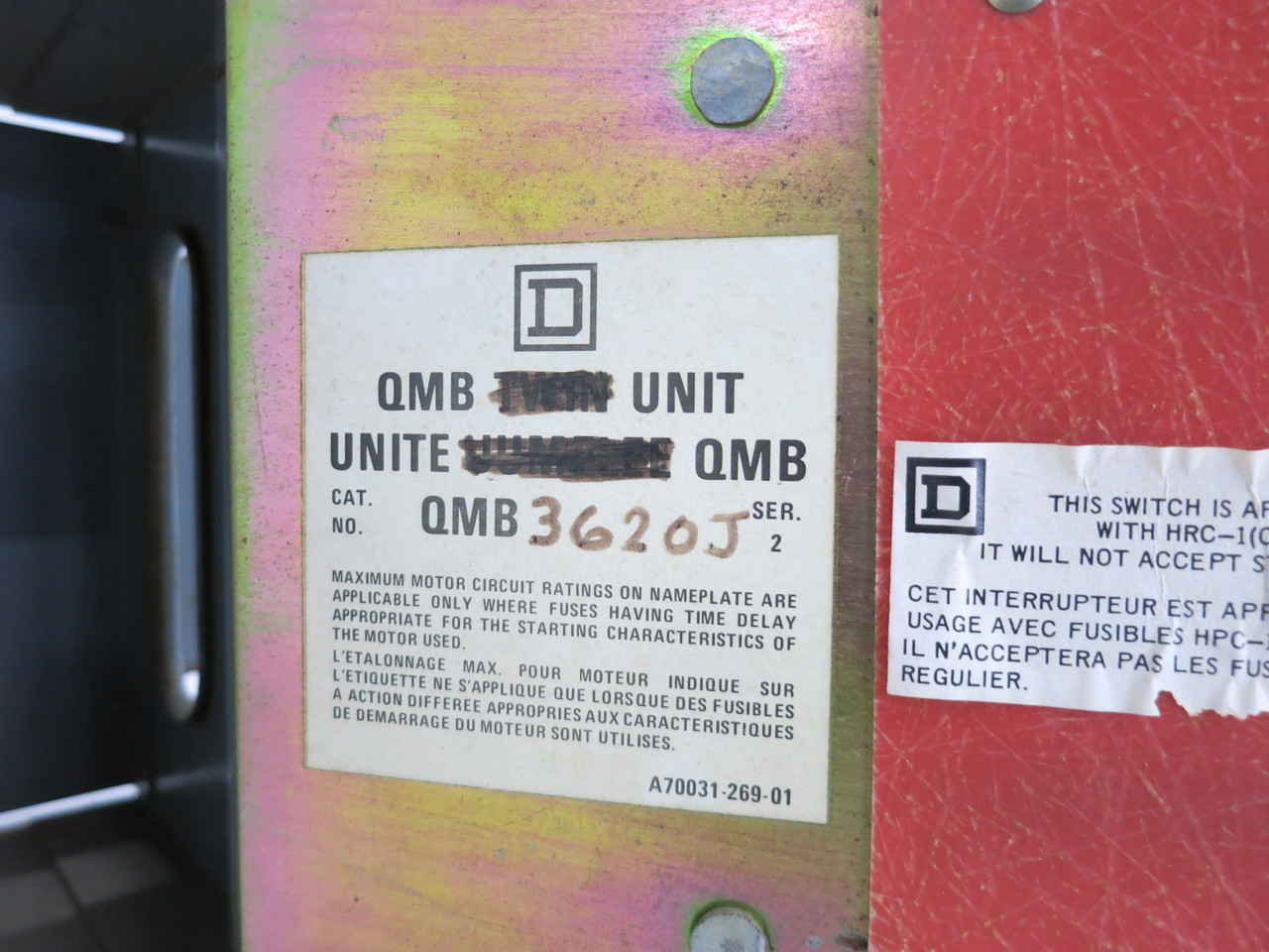 Square D QMB-3620-J 200A 600V QMB Saflex Panel Board Switch Unit 200 Amp QMB3620 (DW8019-1)