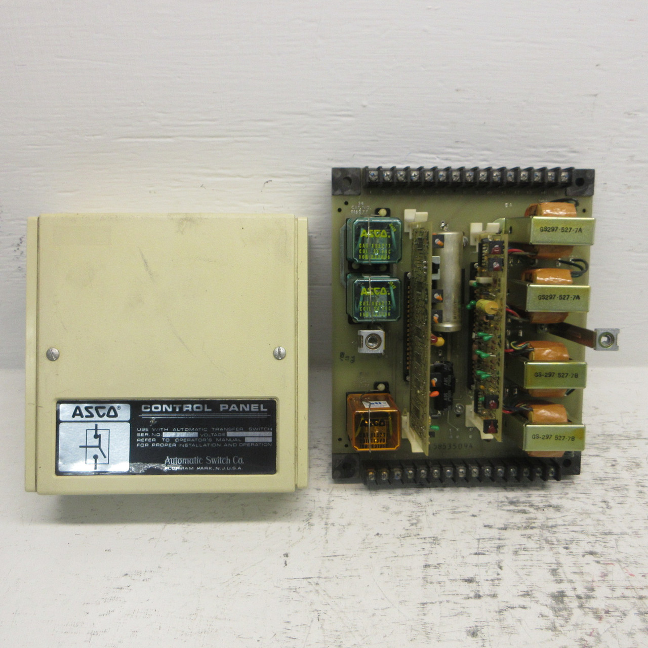 ASCO Control Panel JS299-300-7M Power Supply Panel 4 Coils 3 Relays 2 Boards (AH1070-1)