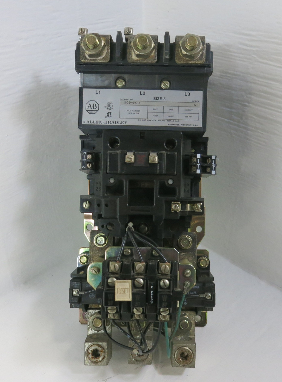 Allen Bradley 509-FOD Size 5 Motor Starter 120V Coil 200HP 270A 600VAC 509-F0D (BJ1089-3)