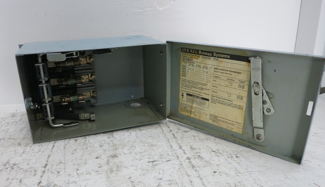 ITE XLVB321 30A 240V XJ-L Switch Fusible Bus Plug 30 Amp 240 VAC 3PH XLVB-321 (DW8028-1)