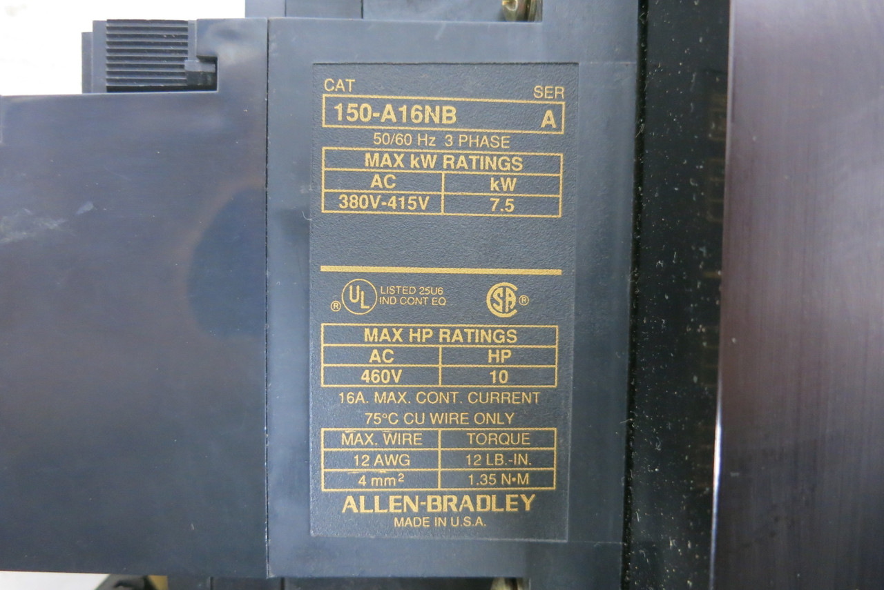 Allen Bradley 150-A16NB Soft Starter SMC-2 10HP 16A 460V 3PH 120V Ser. A (BJ1093-1)