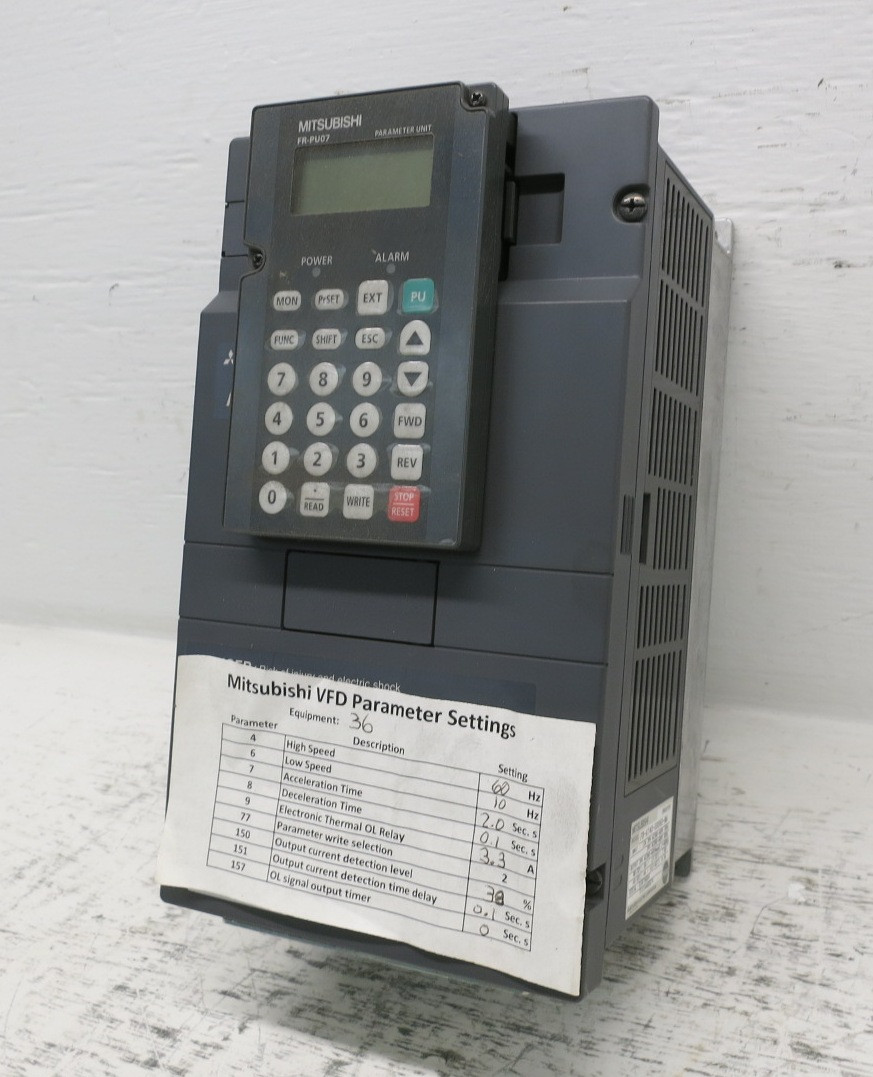 Image of Mitsubishi FR-A740-00060-NA 3 HP Inverter AC VS Drive A700 FR-PU07 3PH 480V VFD