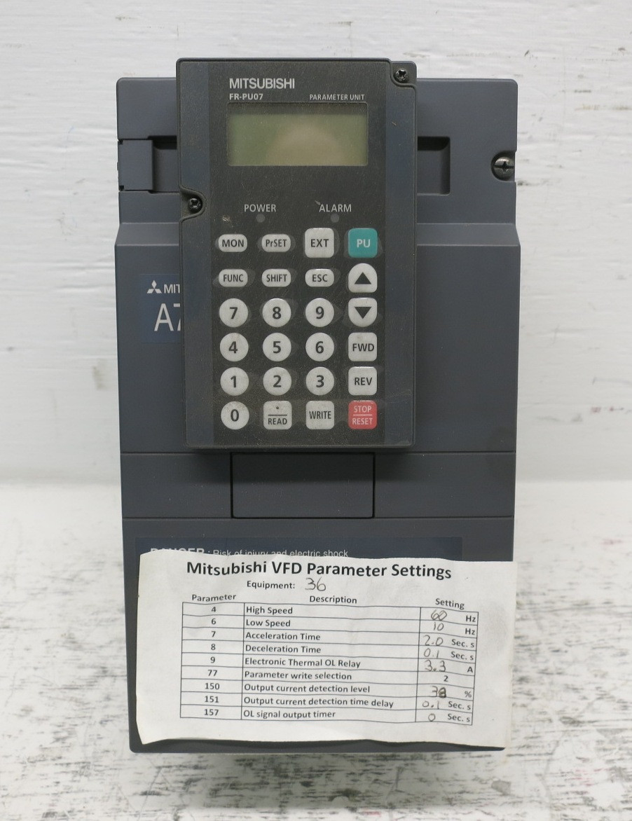 Mitsubishi FR-A740-00060-NA 3 HP Inverter AC VS Drive A700 FR-PU07 3PH 480V VFD (DW8032-1)