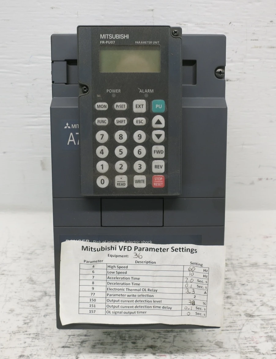 Mitsubishi FR-A740-00060-NA 3 HP Inverter AC VS Drive A700 FR-PU07 3PH 480V VFD (DW8032-1)