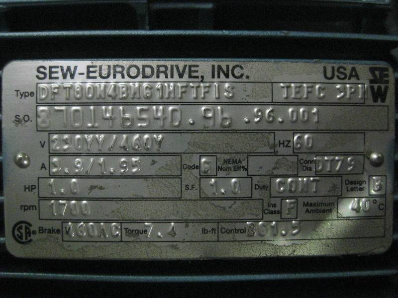 Sew Eurodrive R102R73D 1HP Ratio:689 Gear Reducer NEW (EBI3643-1)