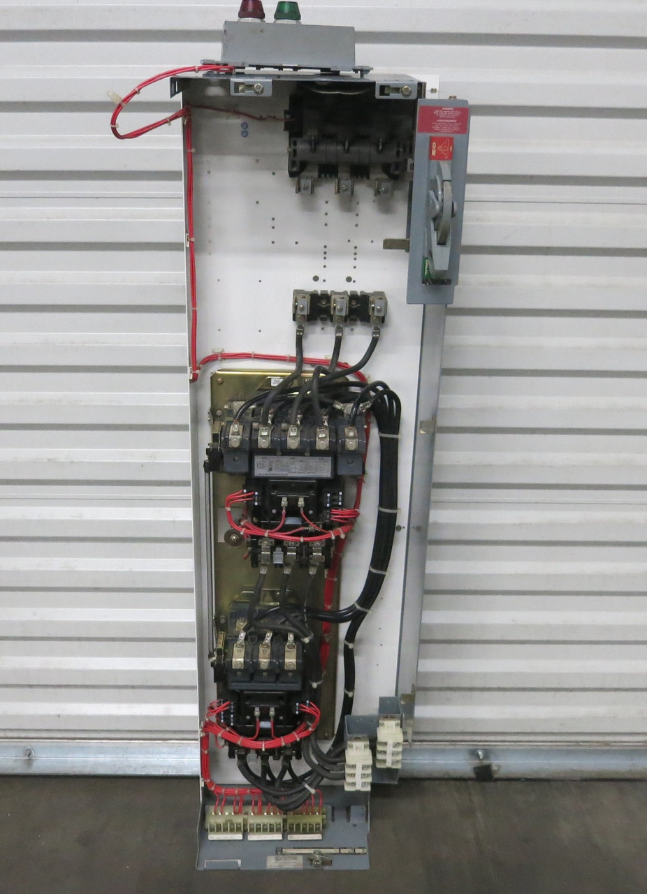 Allen Bradley 2100 Size 3 2 Speed Reversing Starter 100A Fusible 52" MCC Bucket (BJ1097-3)
