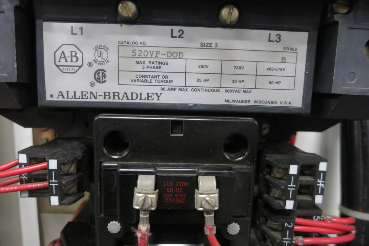Allen Bradley 2100 Size 3 2 Speed Reversing Starter 100A Fusible 52" MCC Bucket (BJ1097-3)