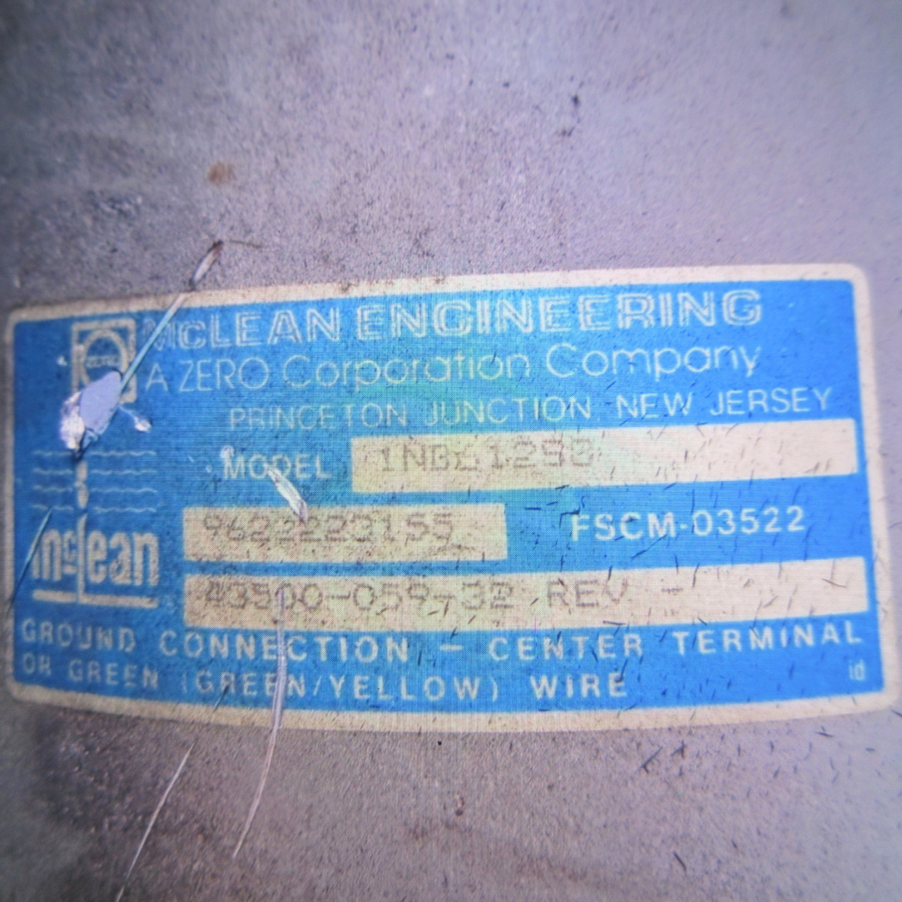 McLean Blower Fan Assembly 3HP 115/230V 1600RPM 1PH Motor 1NB61258 FSCM-03522 (AH1114-39)