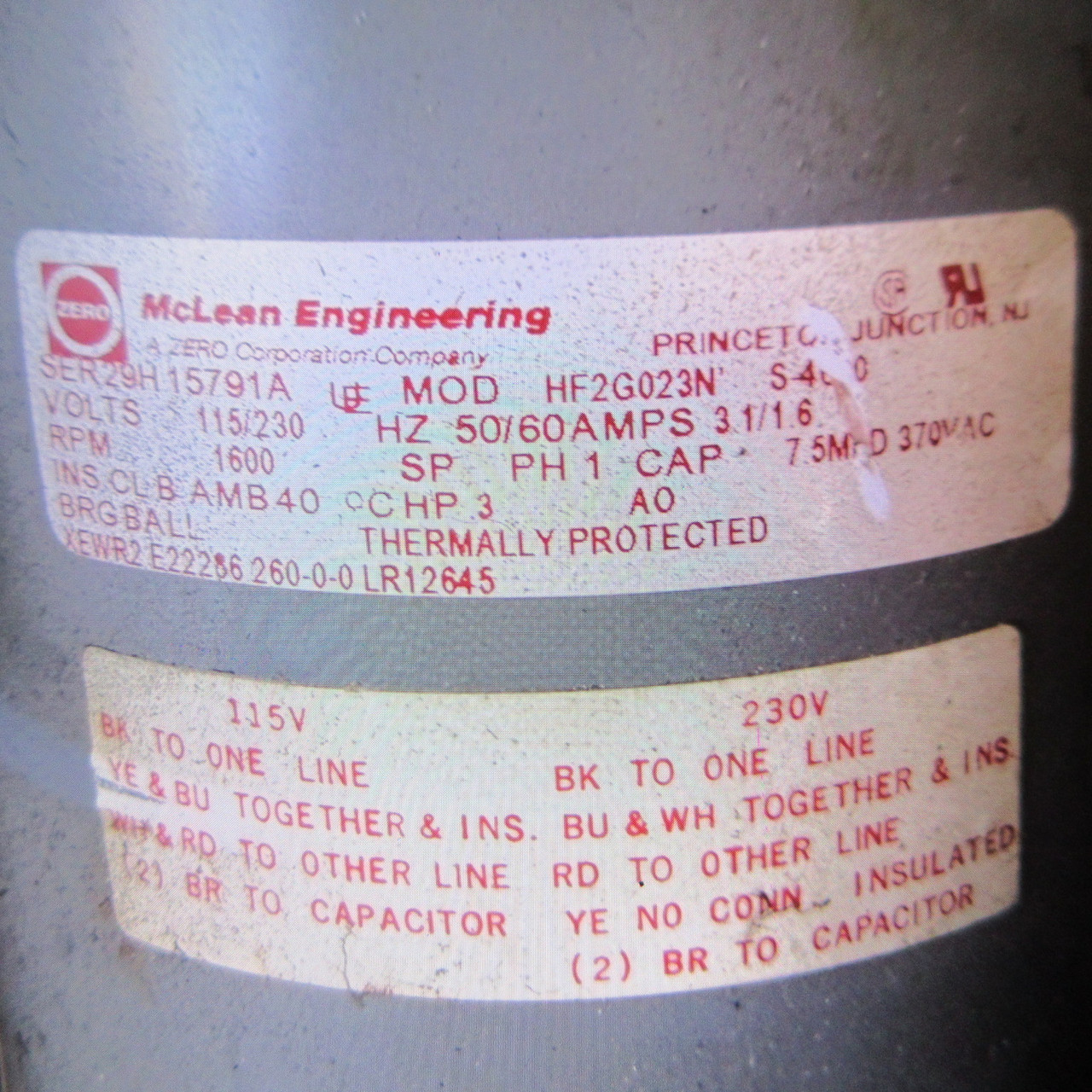 McLean Blower Fan Assembly 3HP 115/230V 1600RPM 1PH Motor 1NB61258 FSCM-03522 (AH1114-39)