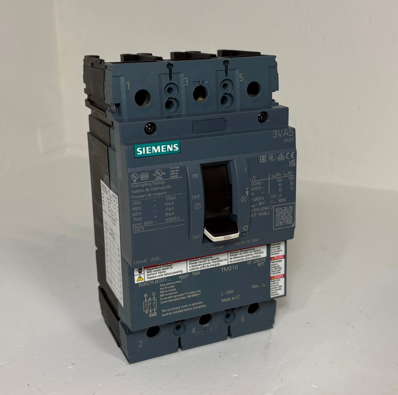 Image of NEW Siemens 3VA5 250A Circuit Breaker 3VA5215-6ED31-0AA0 w 150 Amp Trip 250H NNB