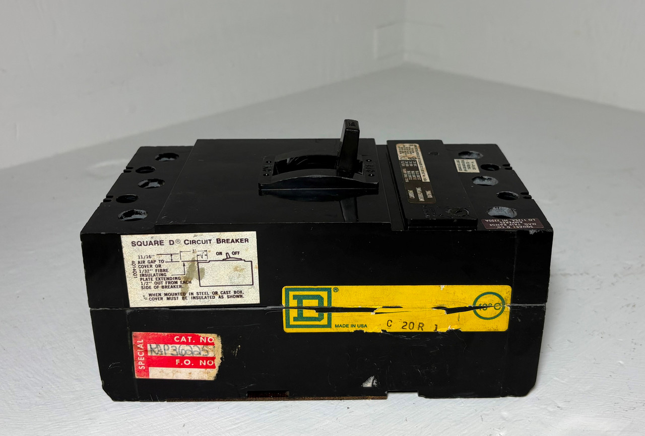 Square D KAP36225 225A Circuit Breaker Black Type KAL 480/600V 3 Pole 225 Amp (EM5888-1)