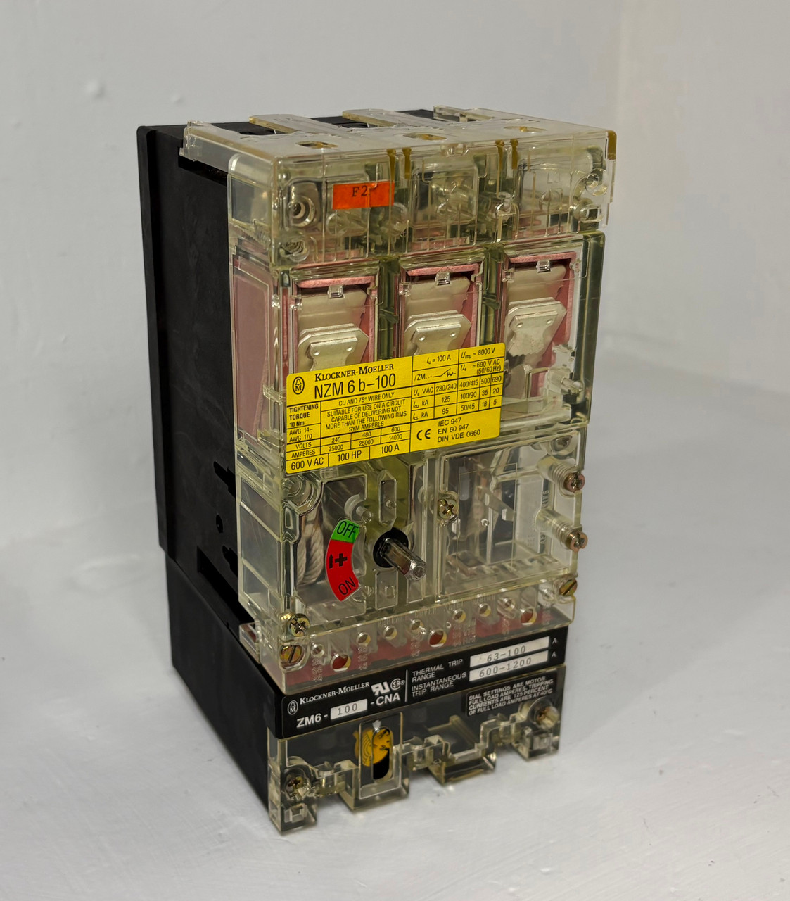Klockner-Moeller NZM6B-100 100A Breaker ZM6-100-CNA 600V 3P NZM 6 b-100 Amp (EM5889-1)