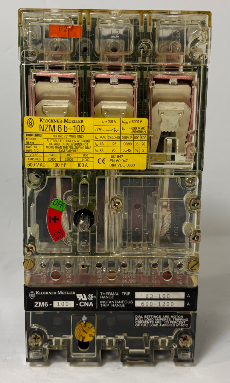 Klockner-Moeller NZM6B-100 100A Breaker ZM6-100-CNA 600V 3P NZM 6 b-100 Amp (EM5889-1)