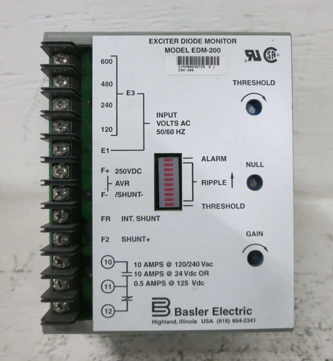 Basler Electric EDM-200 Exciter Diode Monitor Module Relay EDM200 9177201001 (DW8076-4)