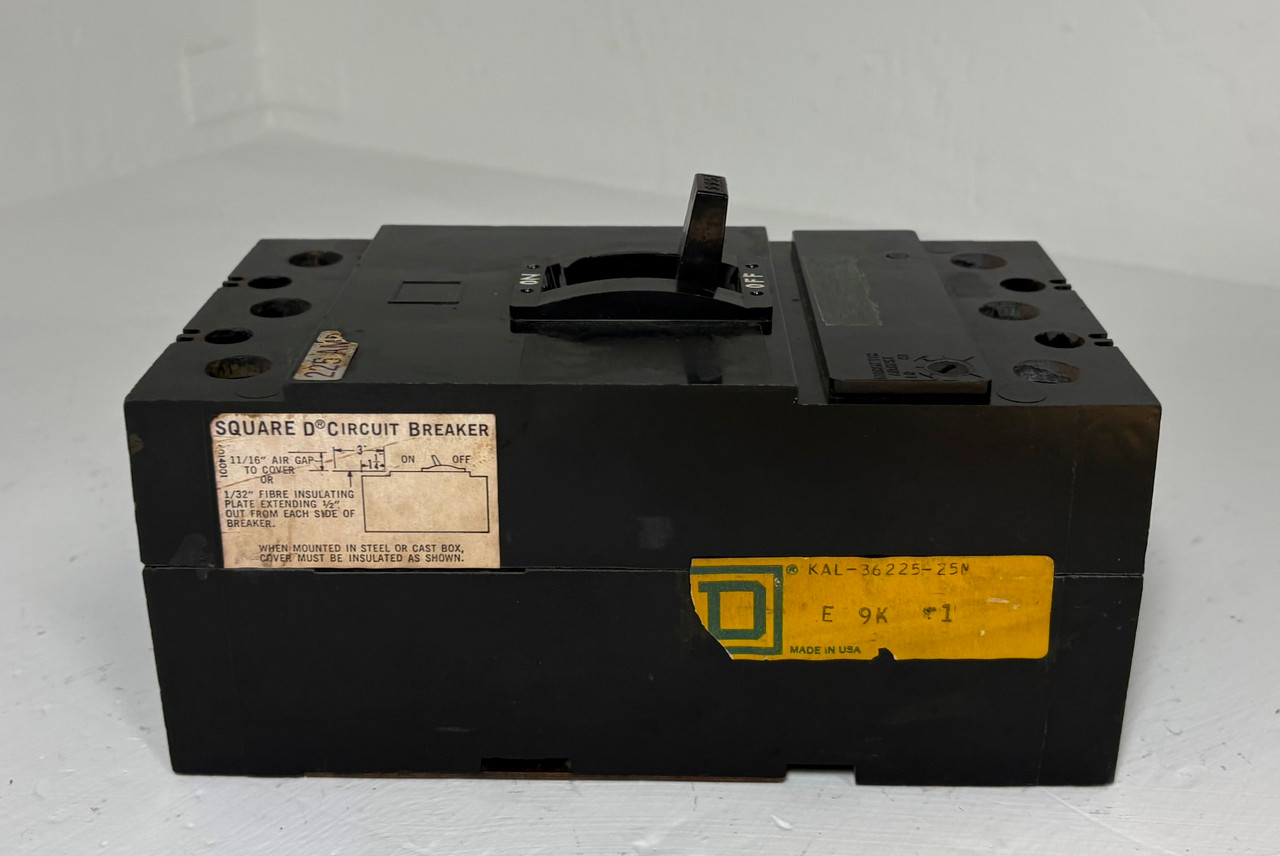 Square D KAL3622525M 225A Circuit Breaker Black 480/600V Type KA 3 Pole 225 Amp (EM5890-1)