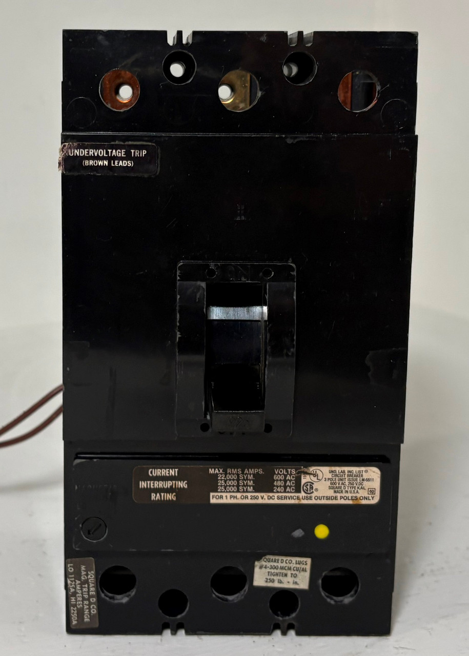 Image of Square D KAP362251121 225A Circuit Breaker Black w/ UVR KAL 3P KAP36225 225 Amp