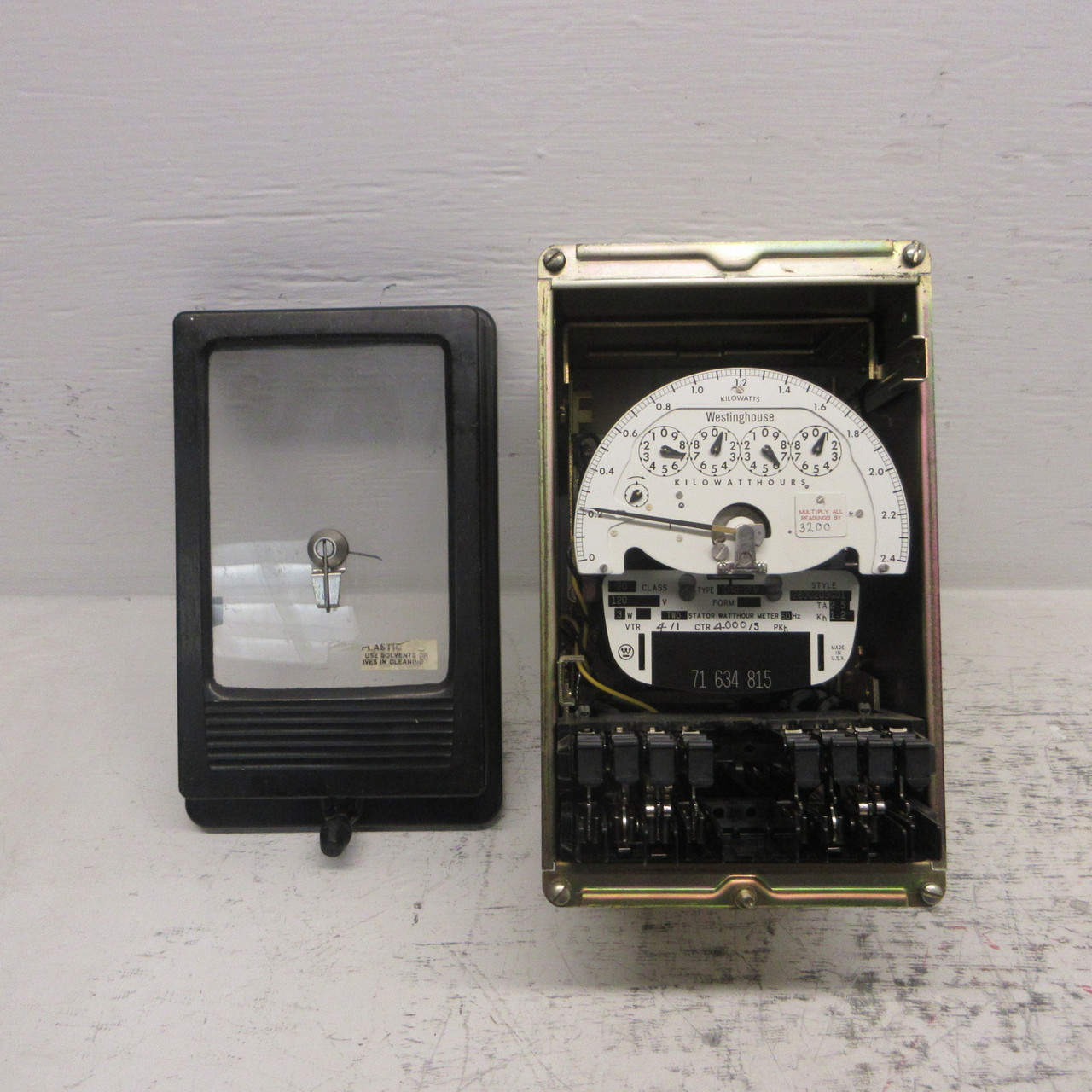 Westinghouse 280C209G01 Two-Stator Watthour Meter Type D4B-2FM 120V 3W Class 20 (AH1121-1)