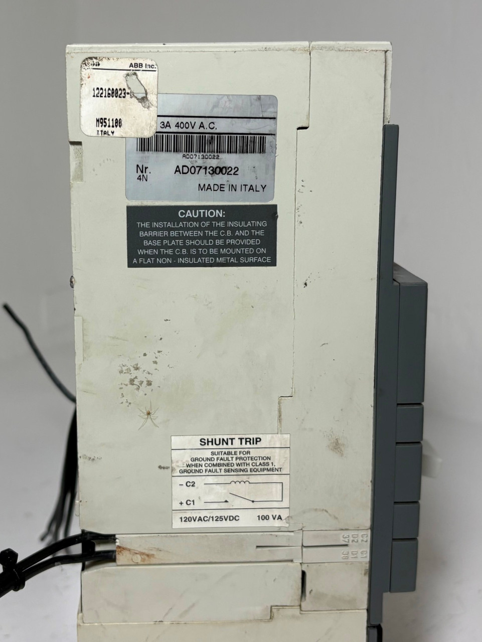 ABB S4H 250A SACE S4 Circuit Breaker w/ 120V Shunt & Aux 3 Pole 250 Amp PR211 (EM5901-1)
