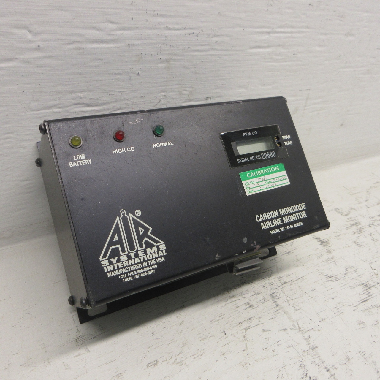 Air Systems International Model No. C0-91 Series Carbon Monoxide Airline Monitor (AH1129-1)