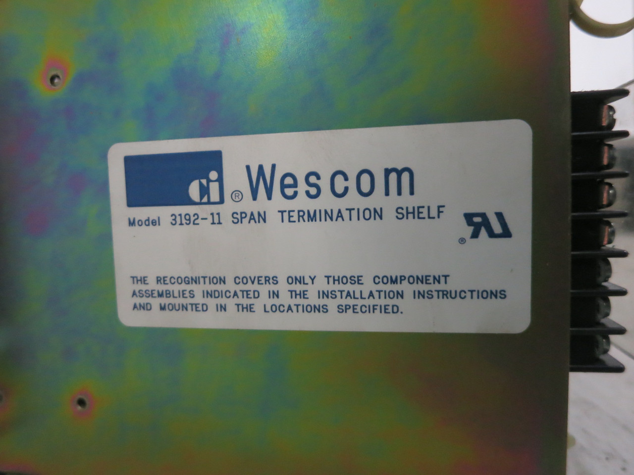 Wescom 3192-11 Span Termination Shelf 29 Slot IHR 9132LP 728-15 Card 92-319211-C (DW8087-2)