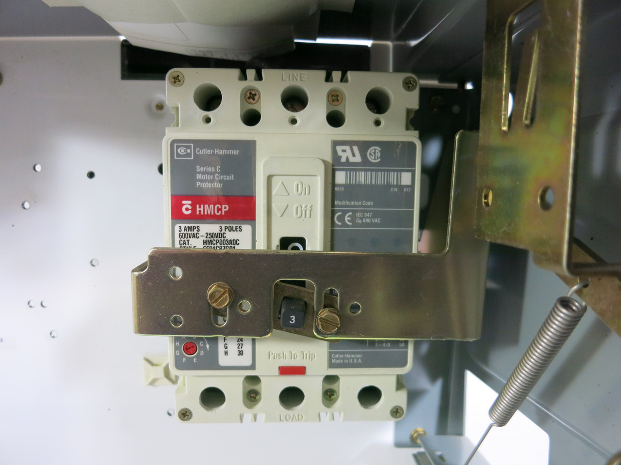 Allen Bradley 2100 Centerline 3A Breaker Feeder 26" MCC Bucket 3 Amp HMCP (BJ1108-3)