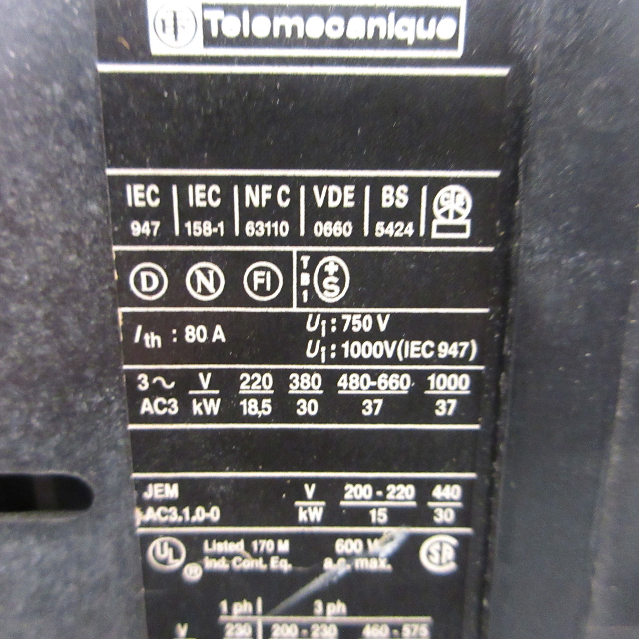 Telemecanique LC1D65004 Motor Contactor LC1-D65004 110V Coil 50HP Square D 3PH (AH1154-2)