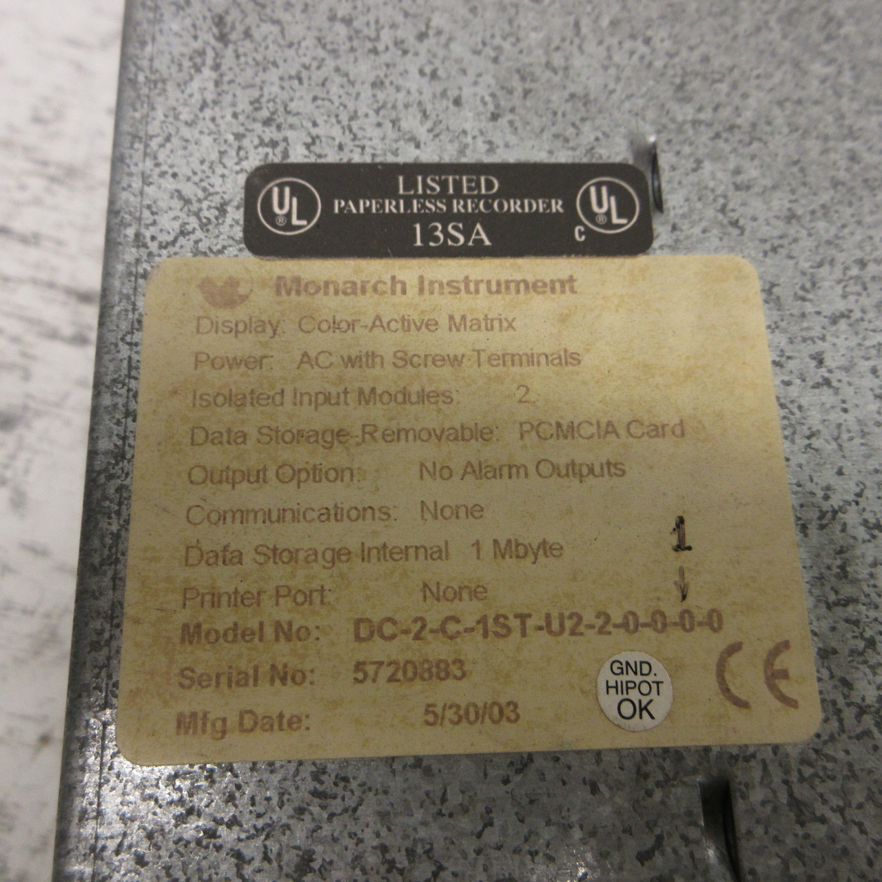 Monarch Instrument DataChart 2000 DC-2-C-1ST-U2-1-0-0-1-0 Chart Recorder Display (AH1166-1)