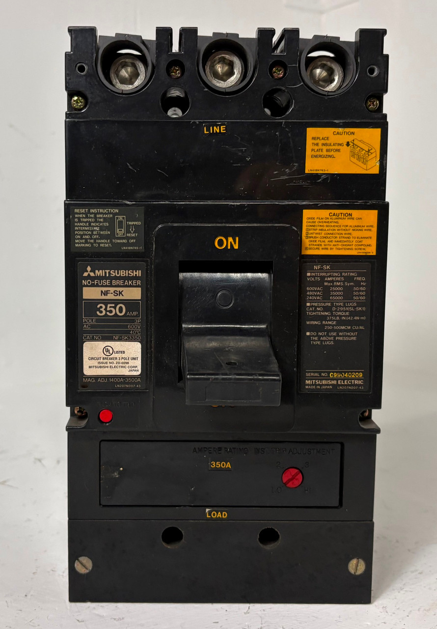 Mitsubishi NF-SK3350 350A No-Fuse Circuit Breaker NF-SK 3P 600V NFSK3350 350 Amp (EM5912-1)
