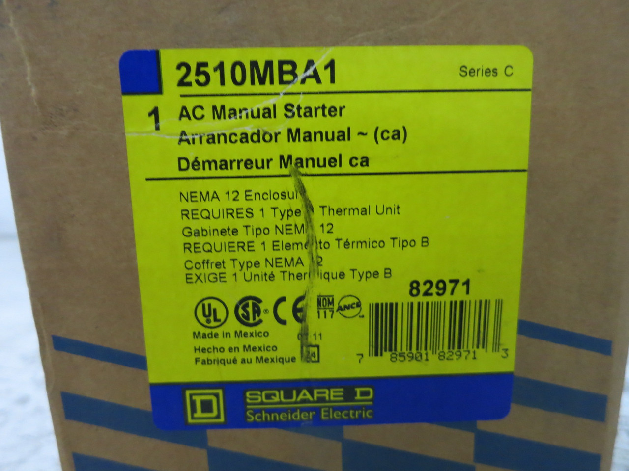 NEW Square D 2510MBA1 Enclosed AC Manual Starter Size M-0 1PH 2510MBO1 Type 12 (DW8140-2)