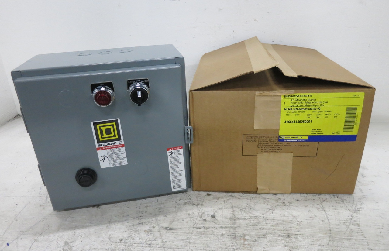 NEW Square D 8536SAO12S Enclosed Size 00 Motor Starter 120V Coil 8536SA012S 2 HP (DW8146-2)
