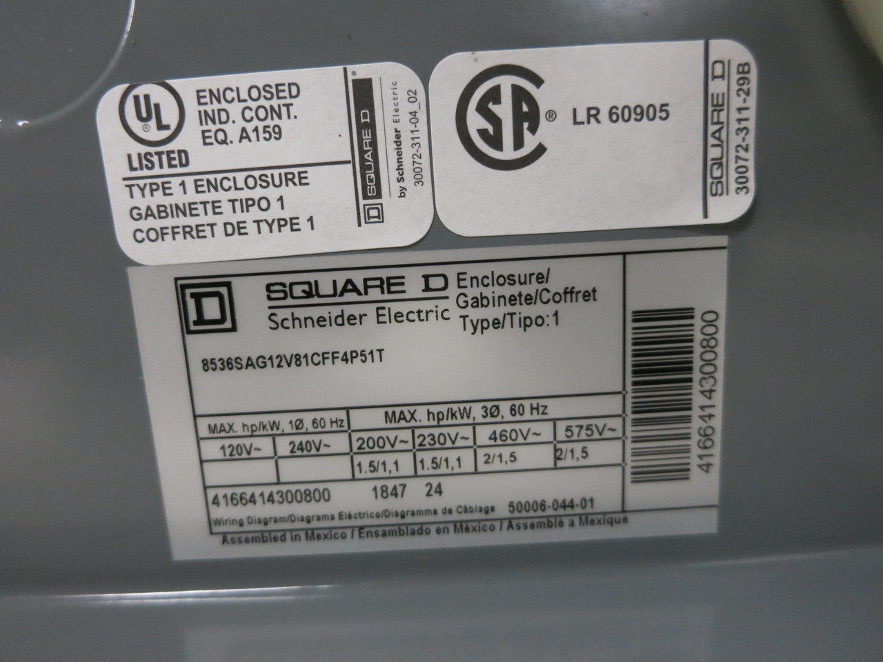 NEW Square D 8536SAO12S Enclosed Size 00 Motor Starter 120V Coil 8536SA012S 2 HP (DW8146-2)