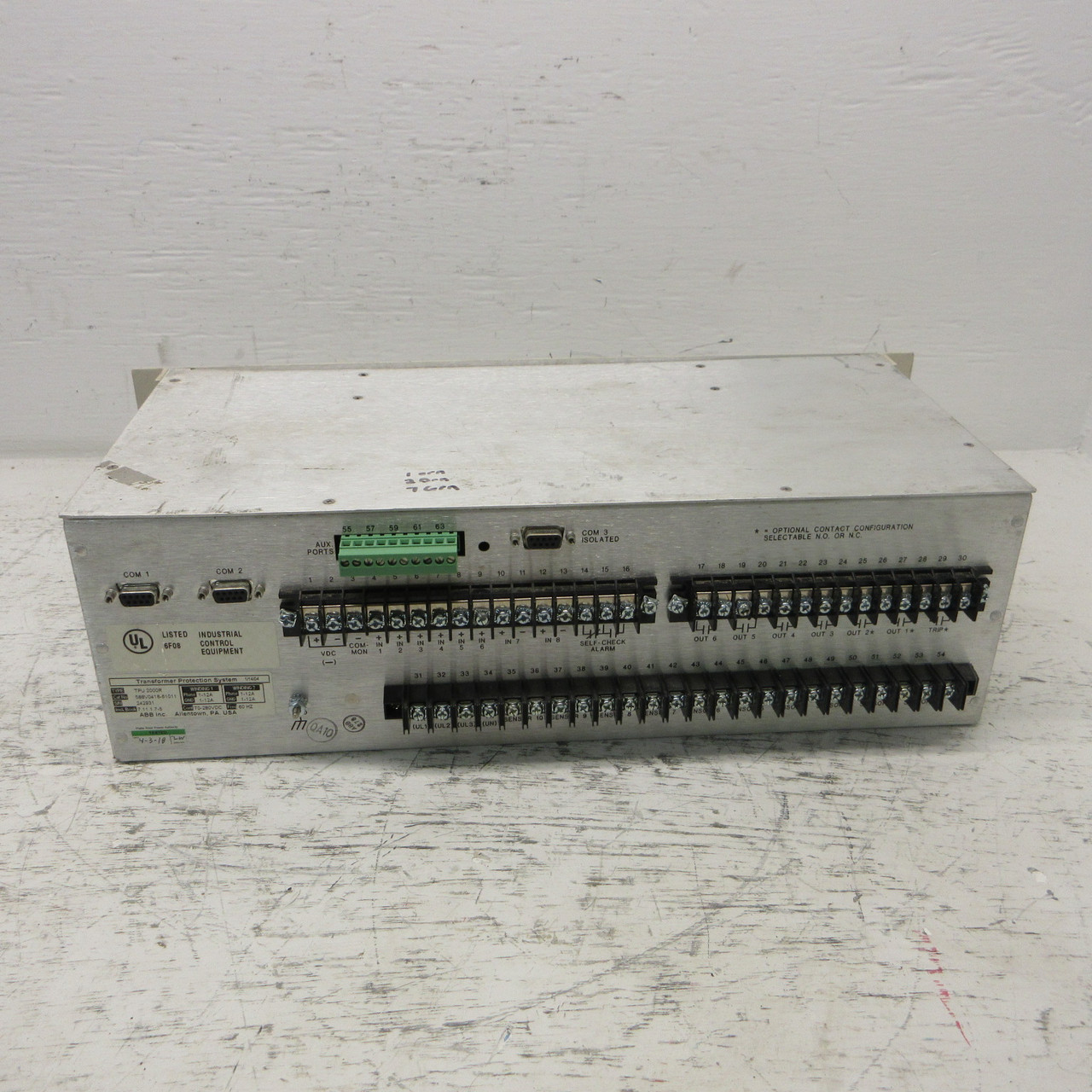 ABB TPU 2000R Transformer Protection System 588V0418-61011 TPU 2000R RET 544 (AH1197-3)
