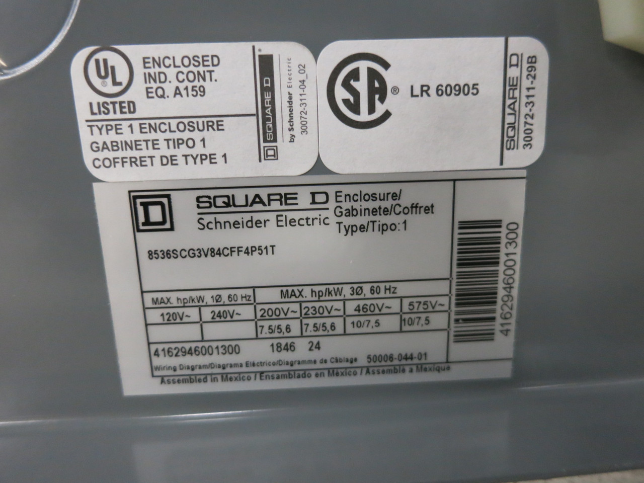 NEW Square D 8536SCO3S Enclosed Size 1 Motor Starter 120V Coil 8536SC03S 208V CT (DW8151-3)
