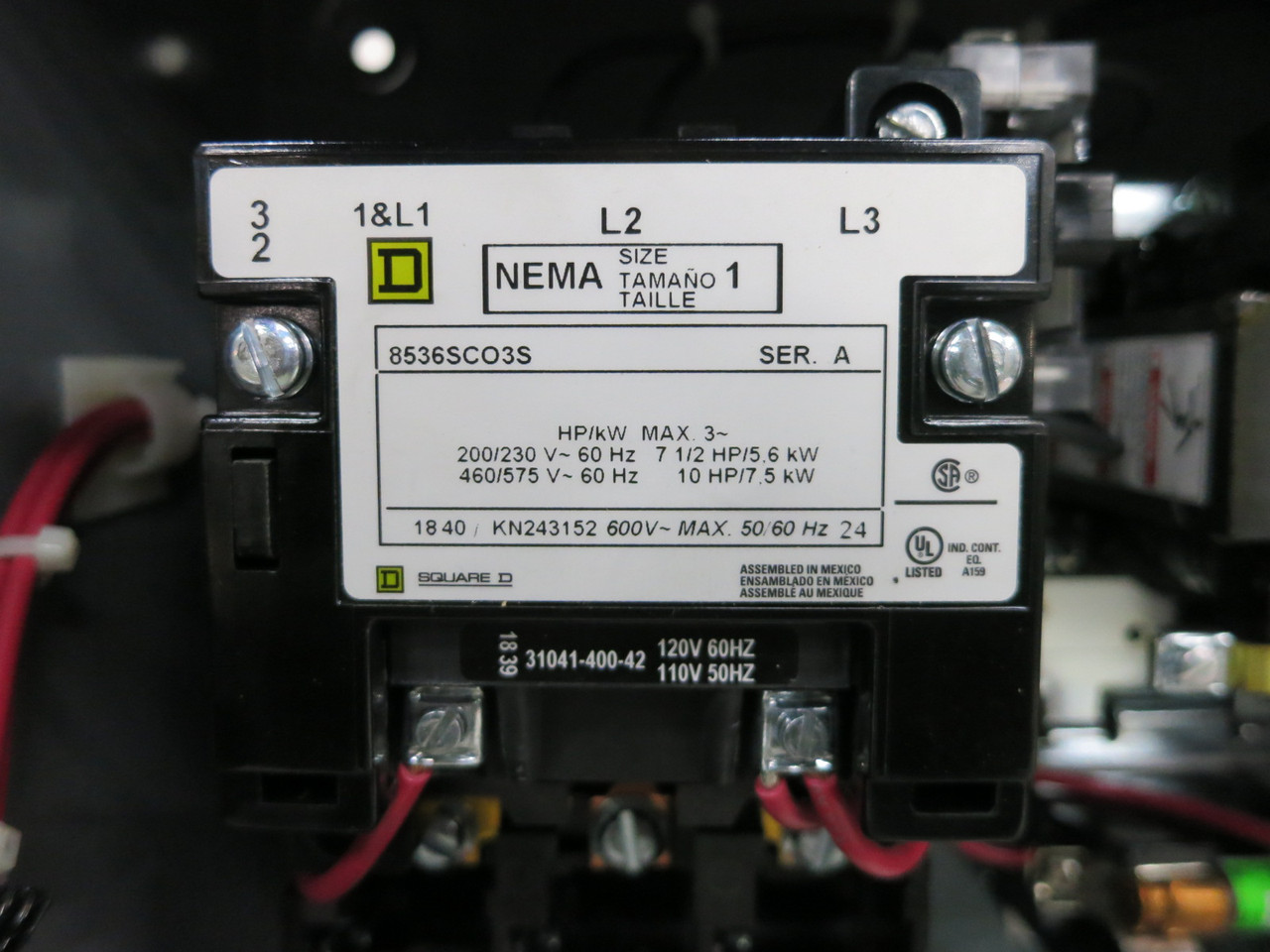 NEW Square D 8536SCO3S Enclosed Size 1 Motor Starter 120V Coil 8536SC03S 208V CT (DW8151-3)