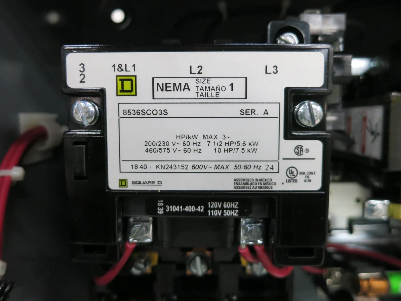 NEW Square D 8536SCO3S Enclosed Size 1 Motor Starter 120V Coil 8536SC03S 208V CT (DW8151-3)