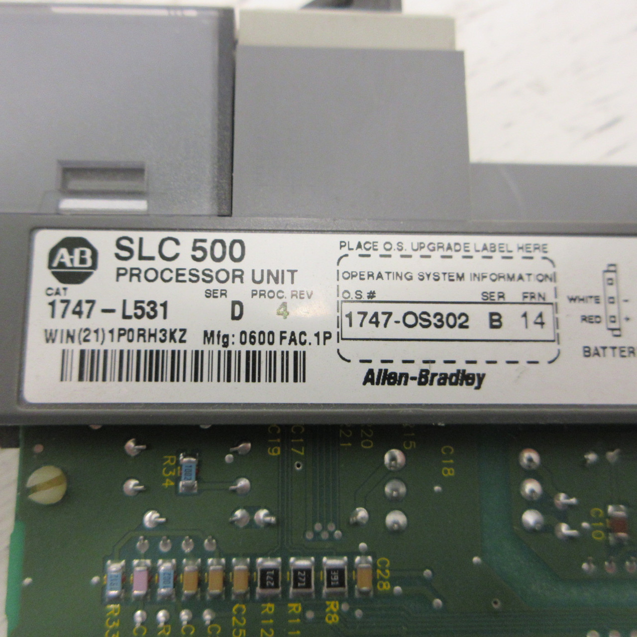 Allen Bradley 1747-L531 Ser D Rev 4 SLC500 5/03 CPU Processor Unit NO DOOR w Key (AH1203-1)
