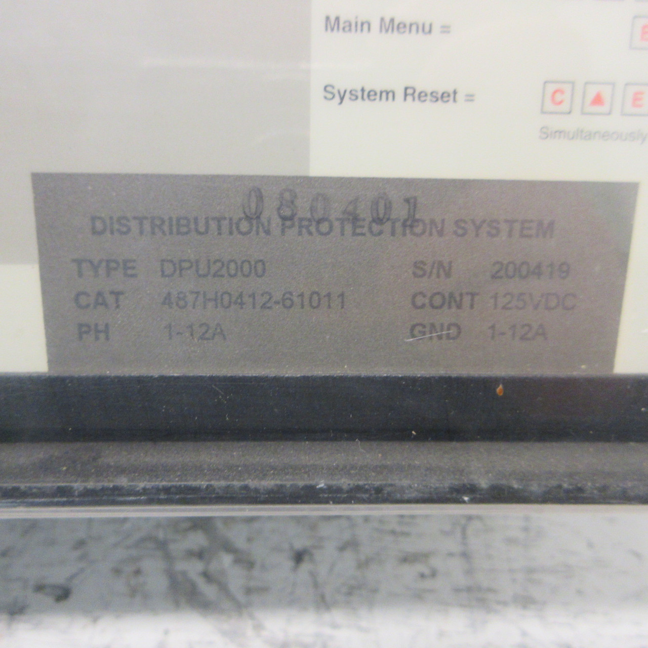 ABB DPU2000 Distribution Protection System 487H0412-61011 1-12A 125VDC DPU-2000 (AH1199-1)