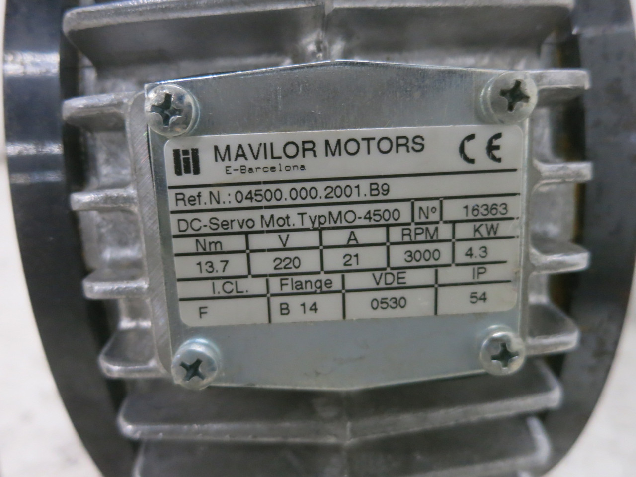 Mavilor Motors 04500.000.2001.B9 DC Servo Motor MO-4500 4.3 kW 220V 3000 RPM (DW8158-1)
