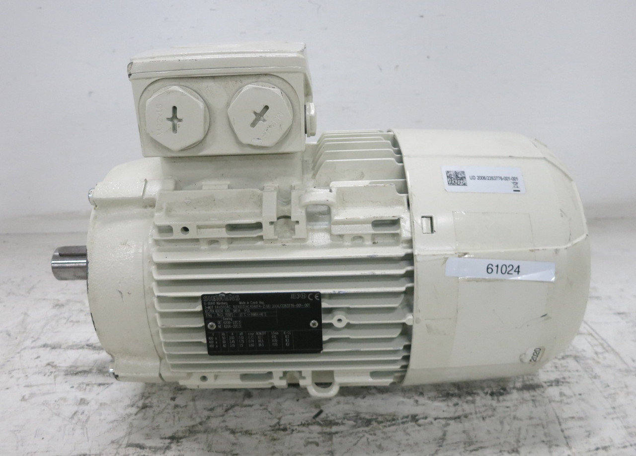 NEW Siemens 1LE10031AC404KF4-Z 1.75 kW AC Motor 400/460V 1AV3104C 2 HP 1170 RPM (DW8157-1)