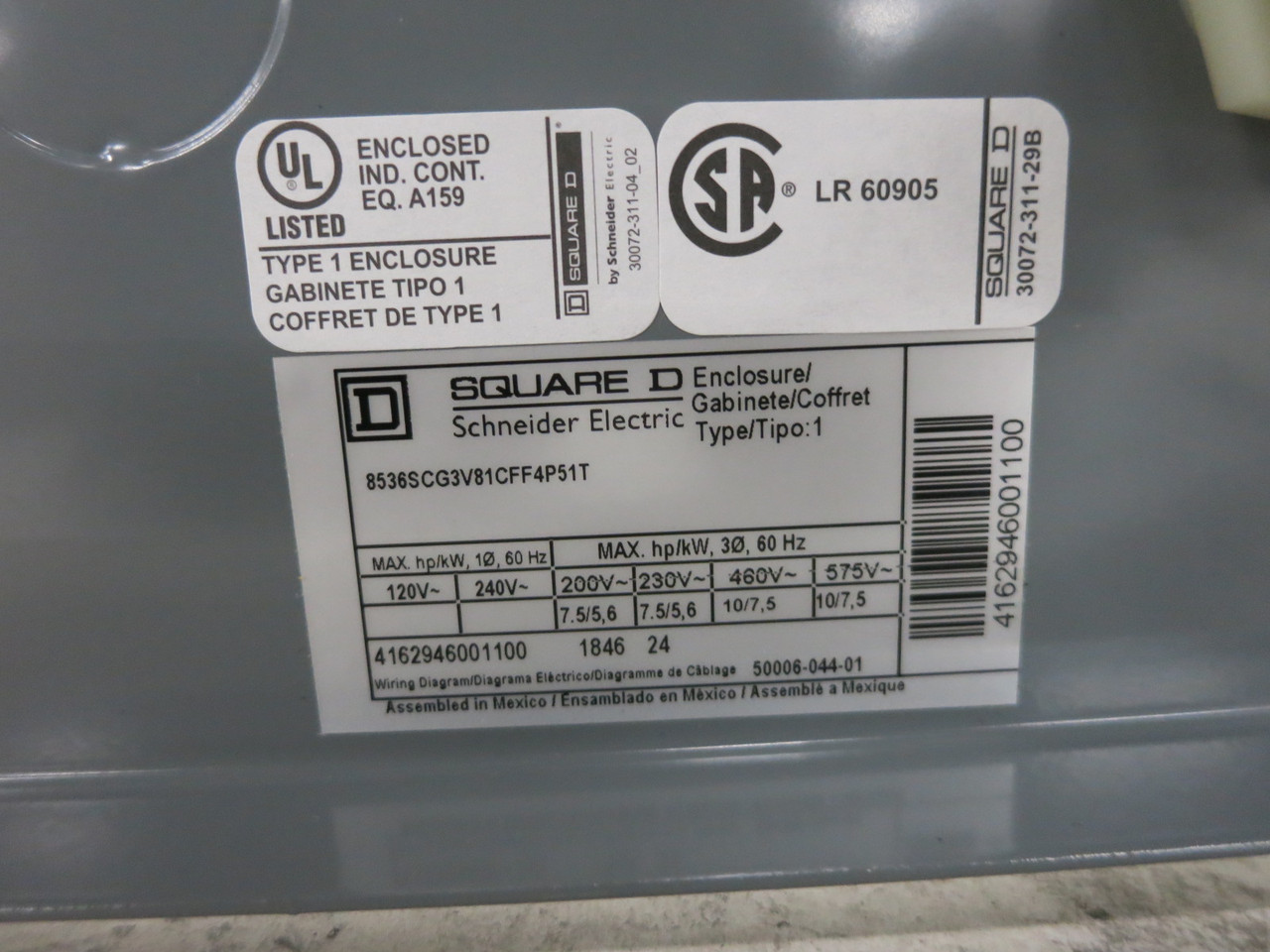 NEW Square D 8536SCO3S Enclosed Size 1 Motor Starter 120V Coil 8536SC03S 480V CT (DW8160-1)