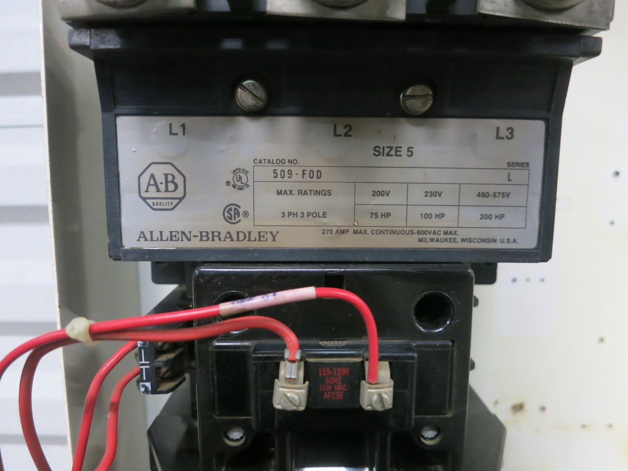 Allen Bradley 2100 Centerline 400 Amp Fusible Size 5 Starter 58" MCC Bucket 400A (BJ1114-3)