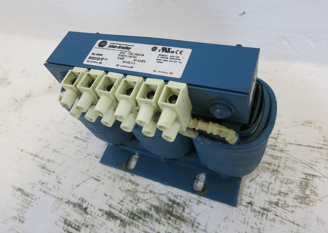 Allen Bradley 1321-3R35-B AC Line Reactor 13213R35B 3 PH 600V 0.8 mH 35A 162754 (BJ1115-3)