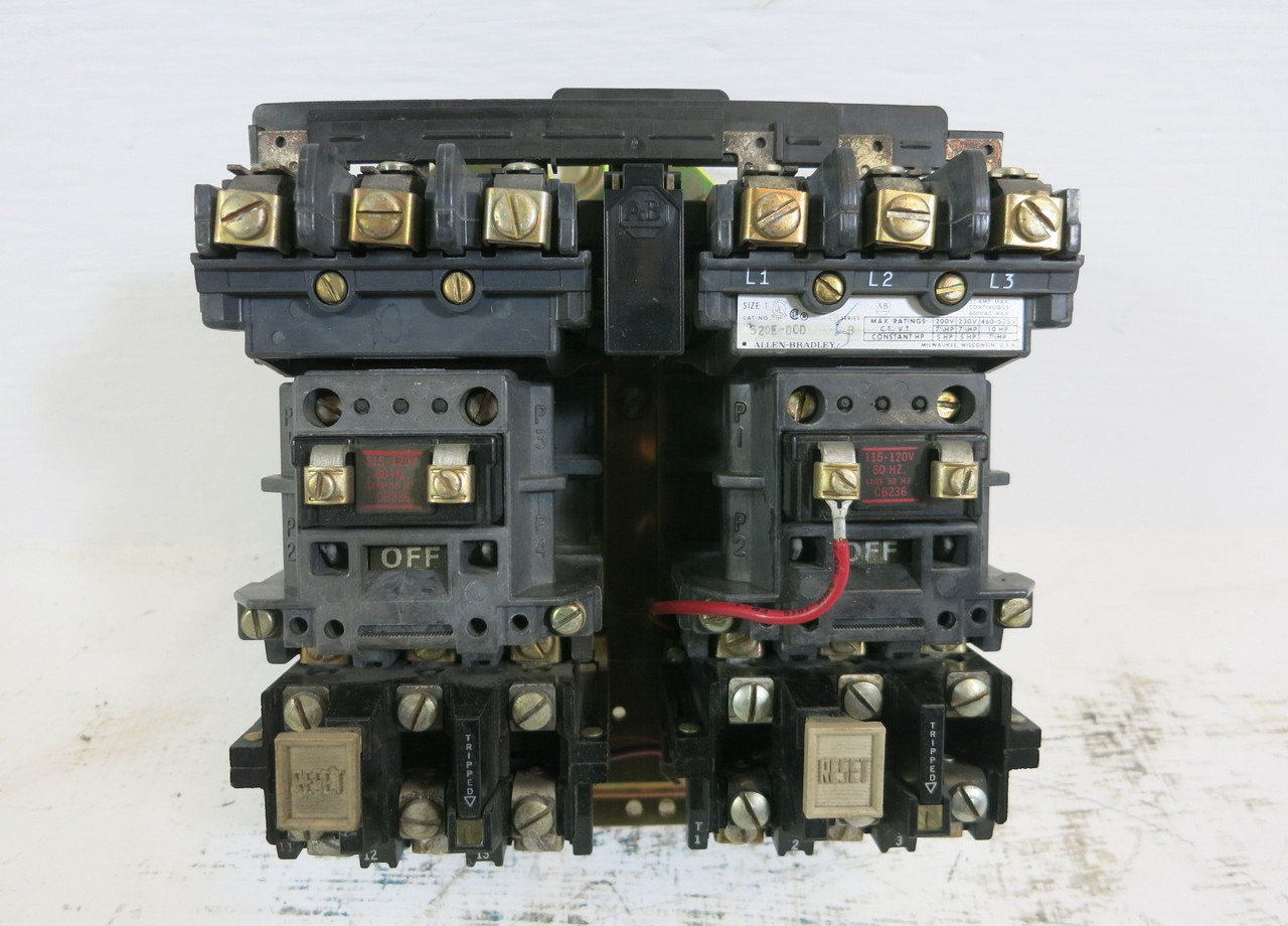 Allen Bradley 520E-BOD Size 1 2 Speed Starter 120V Coil 27A 520E-B0D No Heaters (BJ1119-1)