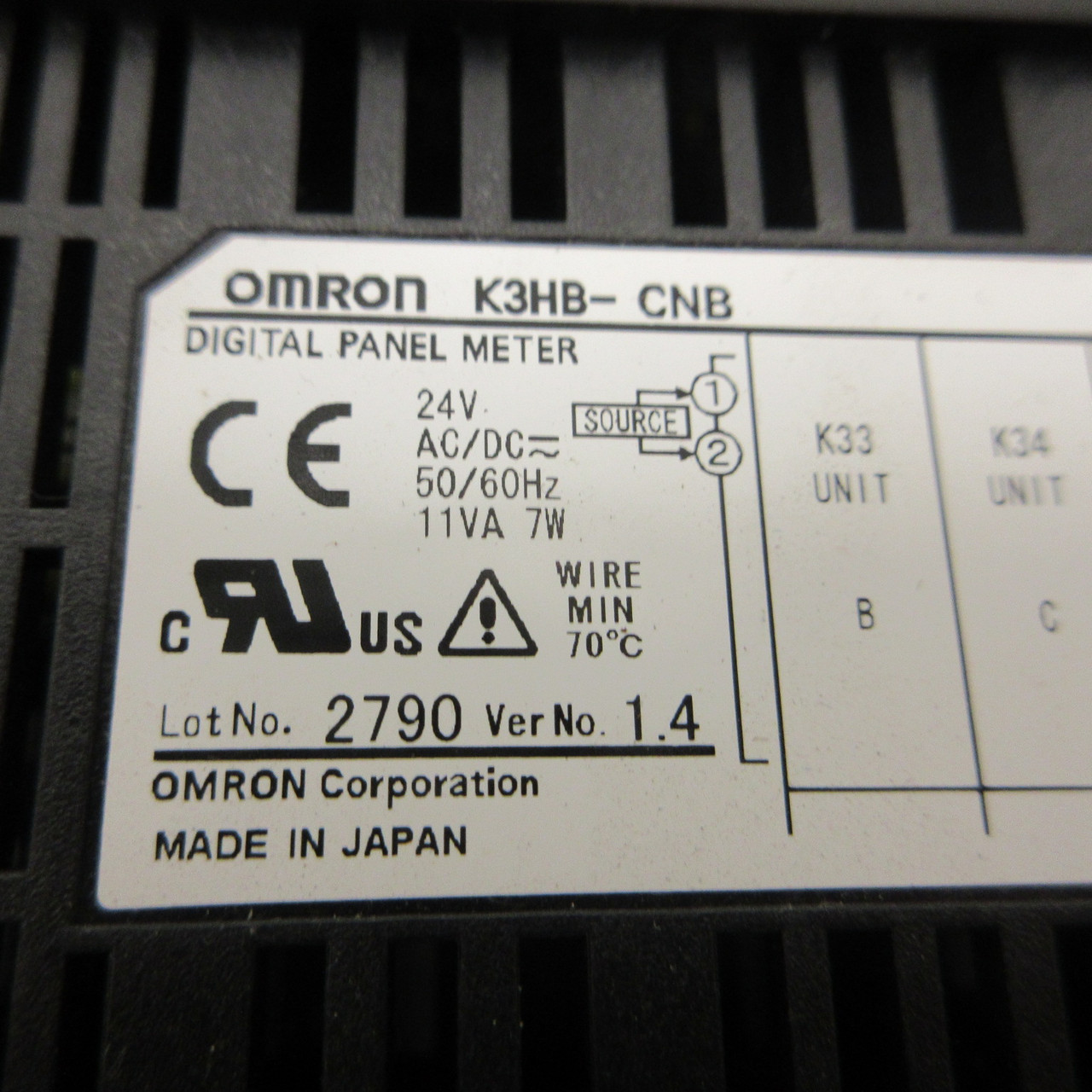 Omron K3HB-CNB Digital Panel Meter 24V AC/DC 5 Digit 50/60hz 11VA 7W 8 Terminal (AH1228-2)