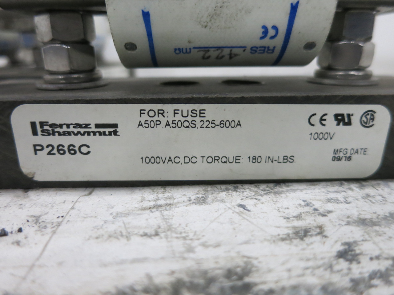 Ferraz Shawmut P266C 225-600A Fuse Block Assembly A50QS250-4 250A (SET OF 3) (DW8186-1)