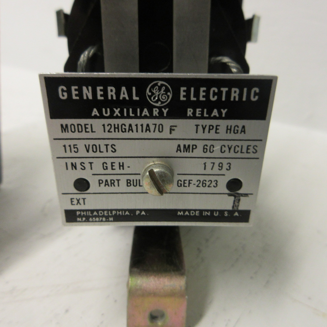 General Electric GE 12HGA11A70F Auxiliary Relay Type HGA 115V 60HZ P.B GEF-2623 (AH1247-2)